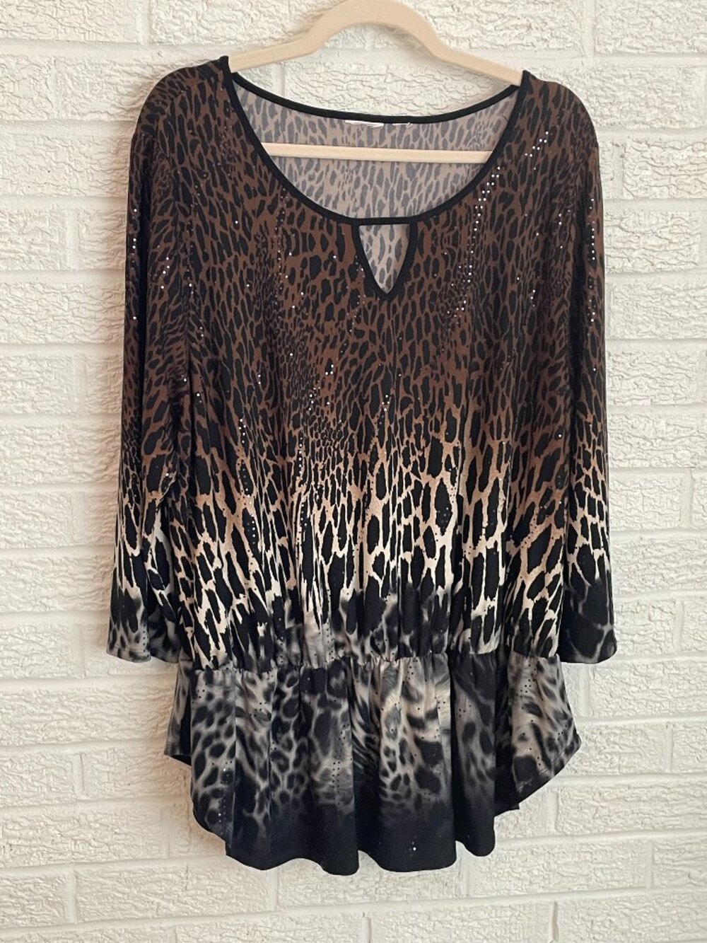 3/4 Sleeved Thalia Sodi Polyester Animal Print Blouse from Macy's